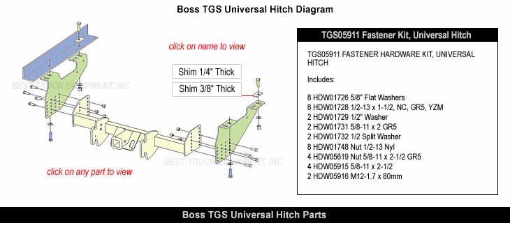 Boss Universal Hitch Part Diagram